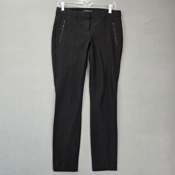 Theory Black Pants Stretch Skinny Flat Front Chino Womens Size 4 Lightweight Zip - Picture 1 of 8